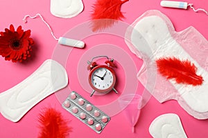 Menstrual period concept on pink background