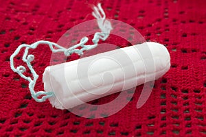 Menstrual sanitary hygiene tampon. Woman critical days, gynecological menstruation cycle, blood period.