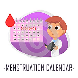 Menstruation calendar medical concept. Vector illustration.