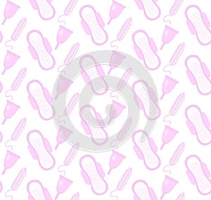 Menstruation, feminine hygiene seamless pattern.