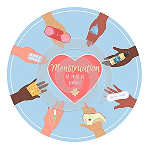 Menstruation not taboo vector female health poster