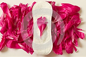 Menstruation period concept. Hygienic white feminine pads. Menstruation, protection