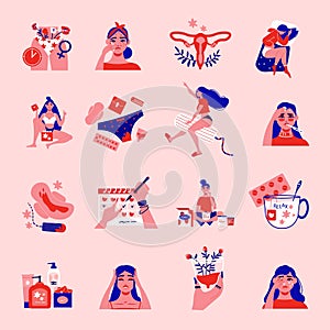 Menstruation PMS Icon Set