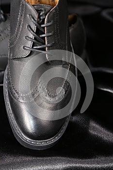 Menswear formal - black leather laced shoe for tuxedo botique