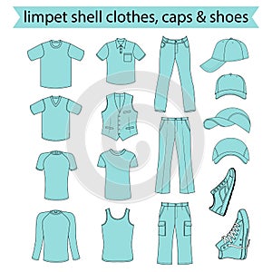 Menswear, headgear & shoes limpet shell collection