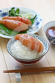 Mentaiko spicy cod roe on rice, japanese food