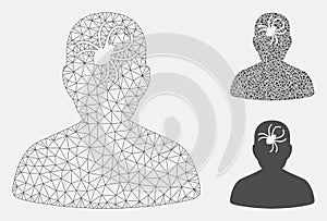 Mental Bug Vector Mesh Network Model and Triangle Mosaic Icon
