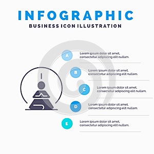 Mental Concentration, Concentration, Meditation, Mental, Mind Solid Icon Infographics 5 Steps Presentation Background