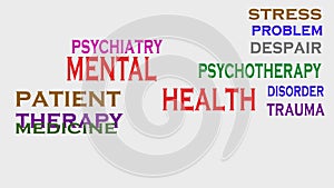 Mental health animated word cloud, text design animation