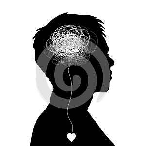 Mental Health Awareness. Illustration of a man in depressive state of mind. Psychology illustration