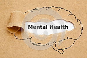 Mental Health Brain Torn Paper Concept photo