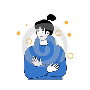 Mental health concept with cartoon people in flat design for web. Vector illustration