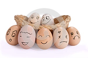 Mental Health Concept Funny easter smile eggs