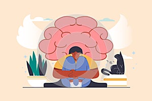 Mental health concept with people scene in flat design. Vector illustration