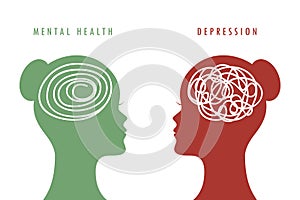 Mental health concept woman brain silhouette