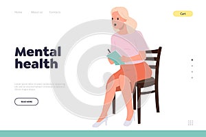 Mental health headline for landing page design template online service providing therapy session
