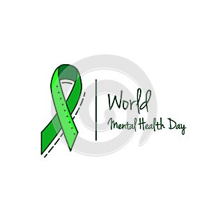 Mental health, hepatitis B and liver cancer or Non-Hodgkin lymphoma awareness Green Ribbon Background.