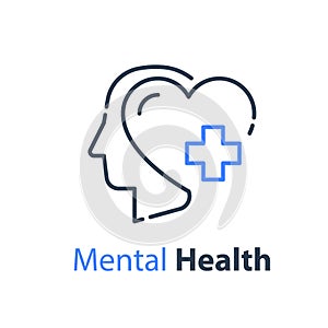 Mental health, human head, psychological help, psychiatry concept