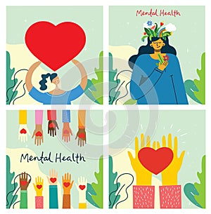 Mental health illustration concept. Psychology visual interpretation of mental health.