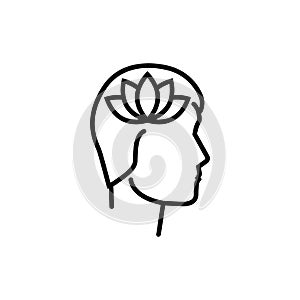 Mental health logo. Thead with a flower lotus as a symbol of calmness photo