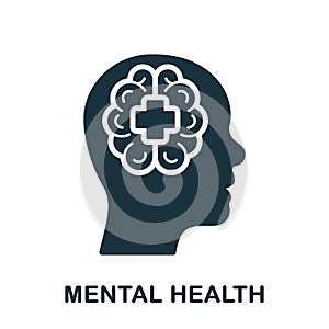 Mental Health Silhouette Icon. Medical Aid for Humans with Psychological Disorder Glyph Pictogram. Psychology Care Solid