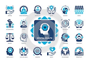 Mental Health solid icon set