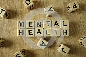 Mental health text from wooden blocks