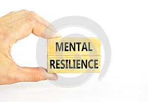 Mental resilience symbol. Concept word Mental resilience typed on wooden blocks. Beautiful white table white background. Doctor