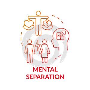 Mental separation red gradient concept icon