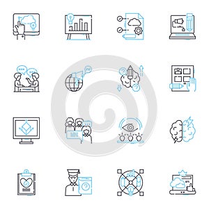 Mental snaps linear icons set. Memories, Emotions, Triggers, Thoughts, Snapshots, Awareness, Perception line vector and