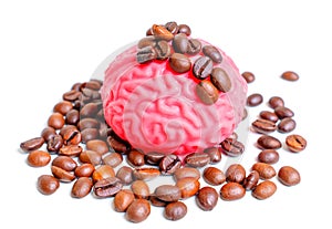 Mental Stimulation: Coffee Beans Embracing the Human Brain Model