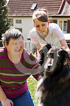 Mentally disabled woman with a dog