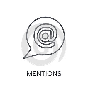 Mentions linear icon. Modern outline Mentions logo concept on wh