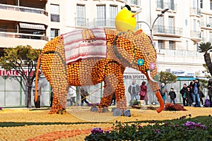 MENTON, FRANCE - FEBRUARY 27: Lemon Festival (Fete du Citron) on the French Riviera.The theme for 2013 was