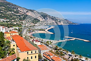 Menton shoreline from above.