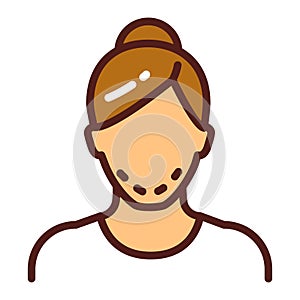 Mentoplasty color line icon. Change shape of chin. Faceless girl with face surgery. Isolated vector element. Outline pictogram for photo