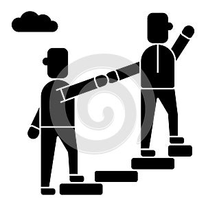 Mentor - helping - mentoring - achieving goal icon, vector illustration, black sign on isolated background