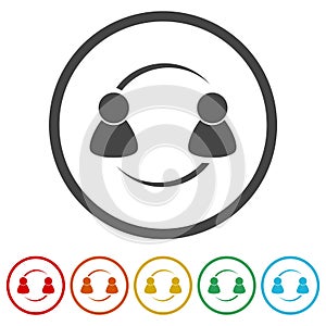 Mentor icon. Set icons in color circle buttons