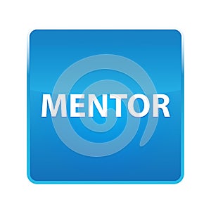 Mentor shiny blue square button