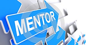 Mentor - Text on Blue Pointer. 3D.