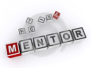 mentor word block on white