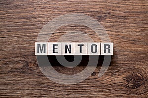 Mentor - word concept on building blocks, text