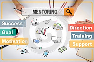 Mentoring business Concept. The meeting at the white office table