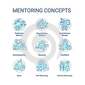 Mentoring concept icons set