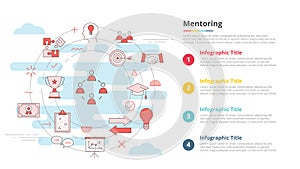 Mentoring concept for infographic template banner with four point list information