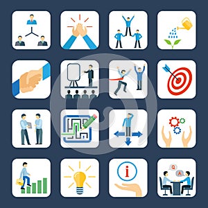 Mentoring flat icons set