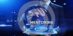 Mentoring Mentor Coaching Personal development concept on virtual screen