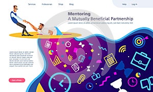 Mentoring. A Mutually Beneficial Partnerships flat vector illustration concepts for website. Web page design template.