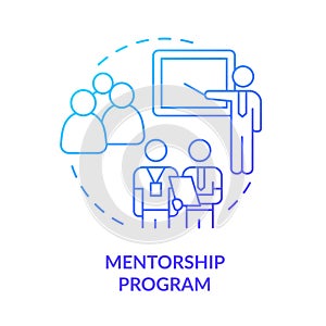 Mentorship program blue gradient concept icon