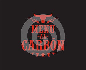 Menu al Carbon, Grill Menu spanish text design.